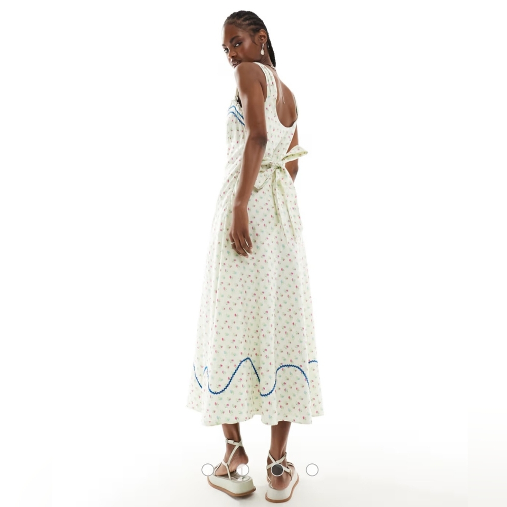 NWT FREE PEOPLE -Sz S- Sweet Hearts Midi Dress in Ivory Combo - Picture 6 of 16